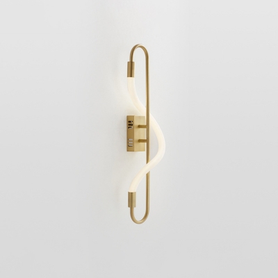 Swirl Living Room Wall Lamp Fixture Acrylic LED Modern Wall Light Sconce with Gold Linear Arm