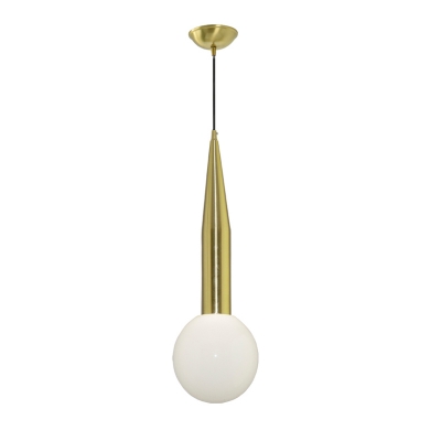 Tapered Metal Pendulum Light Mid Century 1 Light Gold Finish Pendant Light Fixture with Orb Frosted Glass Shade