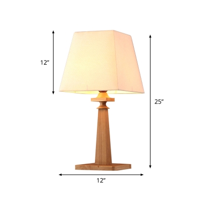 Trapezoid Fabric Night Table Light Modern 1-Bulb Wood Reading Book Lamp for Study Room