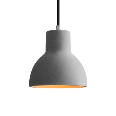 Vintage Bowl/Dome/Trapezoid Pendant 1 Light Cement Hanging Ceiling Light in Grey for Coffee House