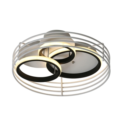 3 Overlapping Rings Flushmount Ceiling Fixture Modernist Acrylic LED Flush Light with Drum Cage