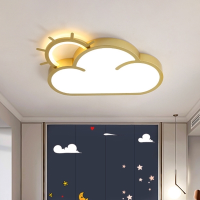 Acrylic Cloud Flush Mount Spotlight Creative LED Ceiling Lamp in Gold for Bedroom