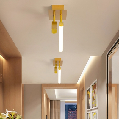 Acrylic Dual Arc Semi Flush Light Minimalist LED Flush Ceiling Lamp in Gold, Warm/White Light