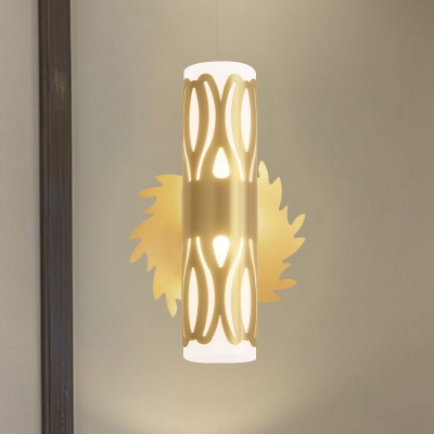 Brass Tube Cutouts Wall Lamp Minimalist Metal 1 Bulb Bedside Sconce Lighting Fixture