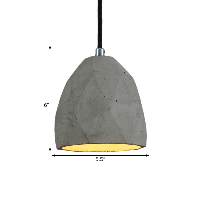 Domed Restaurant Hanging Light Kit Antiqued Cement 1 Light Grey Pendant Lamp Fixture