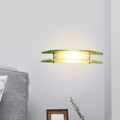 Dual Arc Shape Flush Wall Sconce Light Designer Clear Glass 1-Light Placeable Wall Mounted Lamp