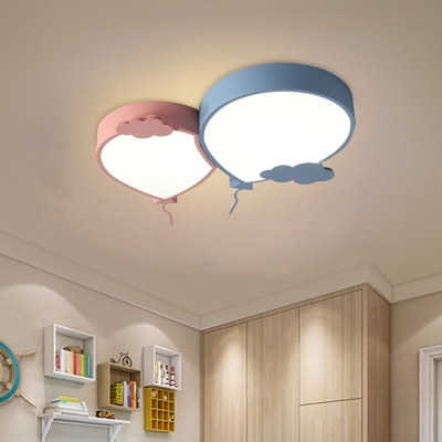 Kids Balloon Acrylic Ceiling Mounted Light LED Flush Light Fixture in Blue for Bedroom, Warm/White Light