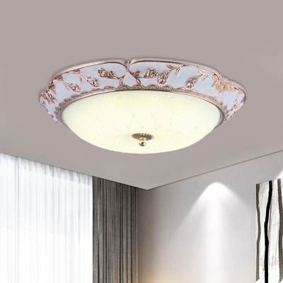LED Flushmount Lighting Countryside Bedroom Ceiling Light Fixture with Bowl White Glass Shade