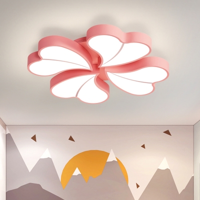 Loving Heart Shape Flush Mount Lighting Kids Acrylic LED Bedroom Flushmount Lamp in White/Pink/Blue