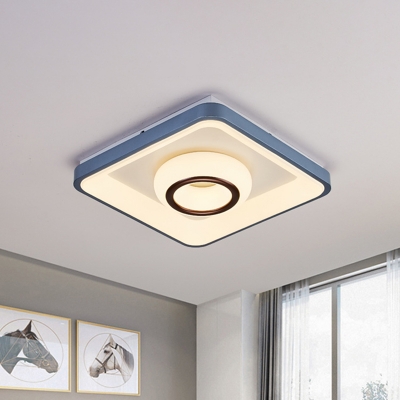 Minimalism LED Ceiling Mounted Fixture Blue and White Square and Triangle/Bubble/Circle Flush Light with Acrylic Shade