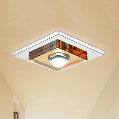 

Modernism Square Ceiling Fixture LED Crystal Flush Mount Lighting in Gold for Corridor, Warm/White Light, HL621816
