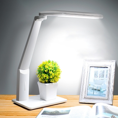 Plastic Rectangle Reading Light Modernist LED Touching Task Lamp in White for Office
