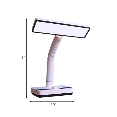 Rectangle Rotatable Desk Light Modern Plastic LED Study-Room Reading Book Lamp in White and Black