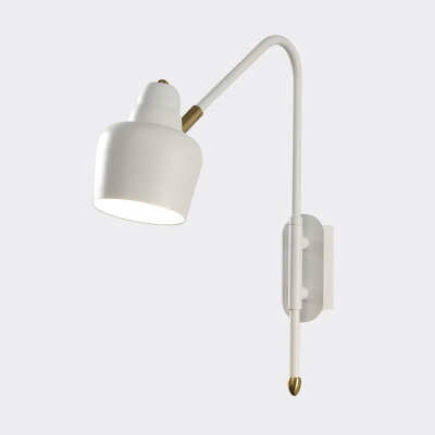 Retro Bowled Swivelable Wall Sconce 1-Light Iron Wall Mount Lighting in White/Antiqued Gold for Bedside