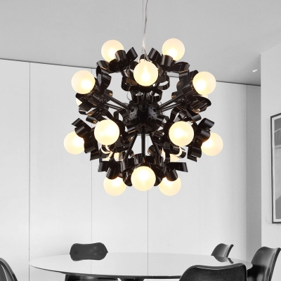 Sputnik Office Hanging Chandelier Industrial Metallic 18-Bulb Black Finish LED Suspension Light