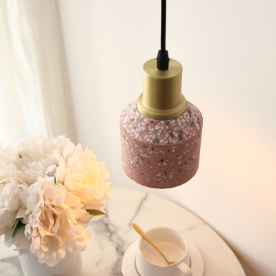 Vintage Jar Shaped Ceiling Light Terrazzo 1 Head Coffee House Down Lighting in White/Pink