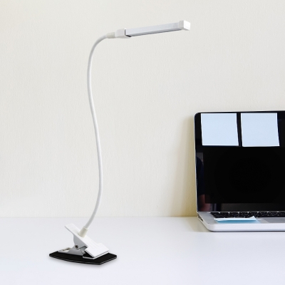White/Black Linear Clip on Reading Light Minimalism LED Metal Flexible Task Lamp with Switch