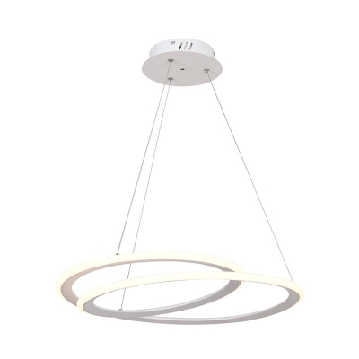 White Loop Ceiling Chandelier Simple LED Acrylic Pendant Light Fixture in Warm/White Light
