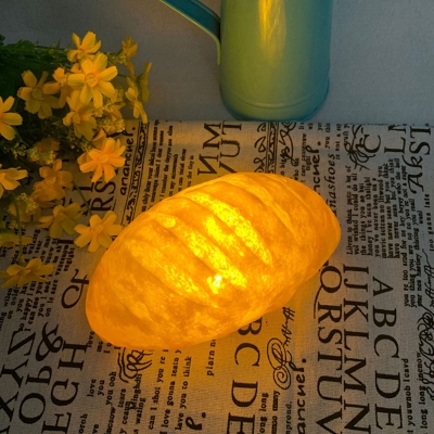Yellow Bread Shaped Nightstand Light Creative LED Plastic Night Table Lamp with Battery Design