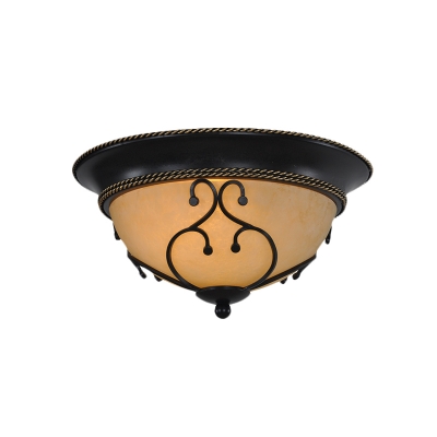 2/3-Head Flush Mount Ceiling Light Vintage Dome Grey Glass Flushmount Lamp with Swirl Pattern in Black, 13