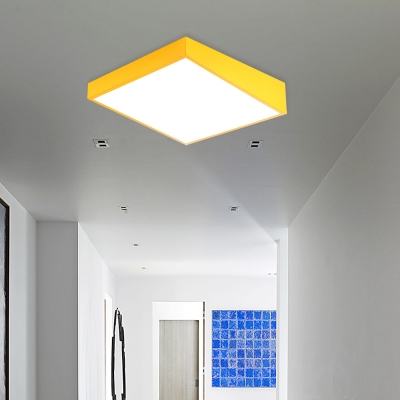 Acrylic Square Ceiling Flush Mount Kids LED Flush Mount Light Fixture in Red/Yellow/Blue for Bedroom