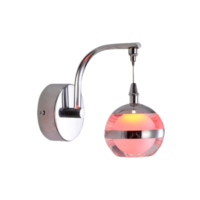 Chrome Ball Wall Hanging Light Simple Acrylic Living Room LED Wall Mount Lamp in 3 Color Light
