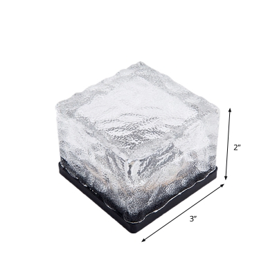 Clear Ice Cube Solar Ground Lighting Simple Textured Glass LED Pathway Light in White/Color-Changing/Blue Light for Yard