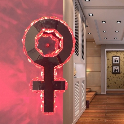 Crystal Red Sconce Light Fixture Girl Logo LED Minimalist Wall Lighting for Bedroom