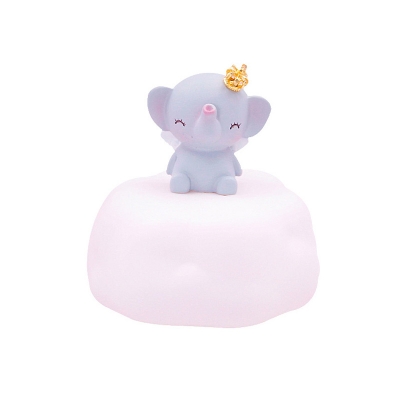 Elephant Sleeping/Sitting Night Light Cartoon Resin Child Bedside Mini LED Table Stand Lamp in Pink/Grey