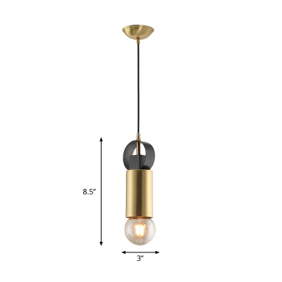 Exposed Bulb Tube Mini Pendant Light Postmodern Metallic 1 Bulb Brass Hanging Lamp Kit