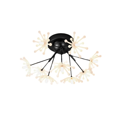 Fireflies Semi Flush Ceiling Light Modern Metal 9 Bulbs Black/Gold Flush Mounted Lamp for Bedroom