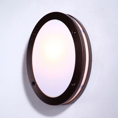 Geometric Cream Glass Sconce Lodge 1-Light Outdoor Wall Mounted Lighting in Black Finish