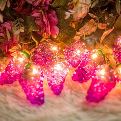 Grapes Plastic LED String Lights Modern 20-Bulb 9.8 Ft Rose Red Fairy Light for Bedroom Decoration, USB/Battery