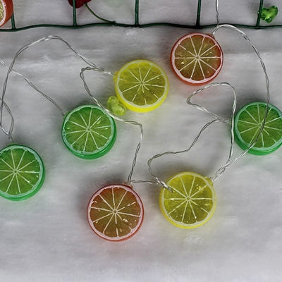 Lemon LED Fiesta Lamp Kids Plastic 40 Heads 6M Restaurant String Light Hanging Kit in Red-Yellow-Green, Battery/USB