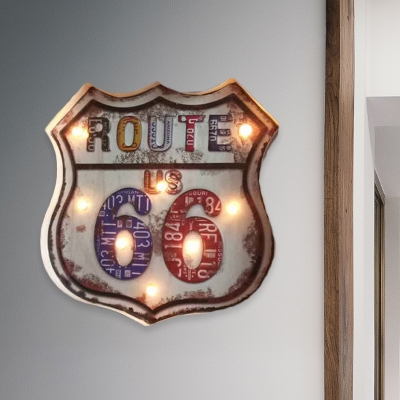 Loft Style Road Sign Iron Wall Lighting Mini Battery LED Sconce Lamp for Wine Bar
