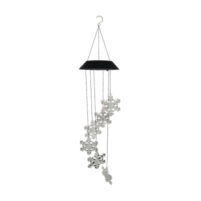 Nordic 2-Pack LED Solar Pendant Lamp Clear Snowflake Multi Hanging Light Fixture with Plastic Shade