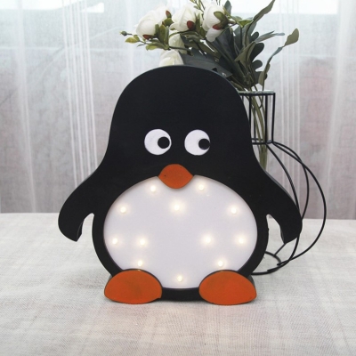 Panda/Penguin Wooden Small Night Lamp Cartoon Black and White LED Wall Light for Kids Bedroom