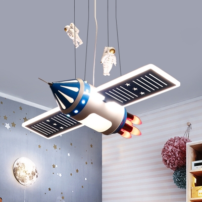 Red/Blue Finish Airship Pendant Cartoon LED Metallic Chandelier Light Fixture for Kids Room