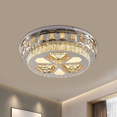 Round/Rectangle Crystal Flushmount Modern LED Living Room Ceiling Flush Mount Light in White
