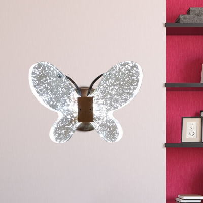 Seedy Crystal Butterfly Wall Lighting Contemporary Bedside LED Wall Mount Lamp in Gold