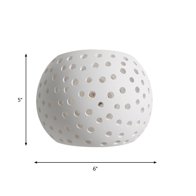 White Pierced Hemisphere Wall Lamp Modern 1 Head Plaster Up Down Wall Sconce for Bedroom