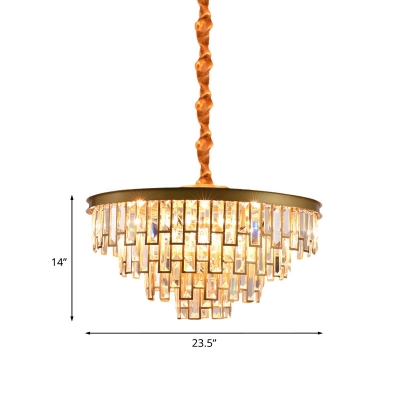 4/6 Bulbs Crystal Chandelier Luxury Gold Layered Round Living Room Ceiling Pendant Light