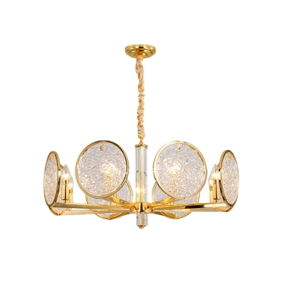 8 Heads Sputnik Pendant Chandelier Modern Gold Round Ripple Crystal Suspension Lighting