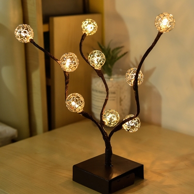 

Black Star/Dandelion/Globe Desk Light Minimalism LED Plastic Tree Night Table Lighting for Bedroom, Warm Light, HL627834