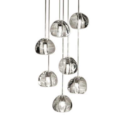 Contemporary Irregular Hanging Light 5/7 Heads Clear Crystal Block Cluster Pendant Lamp