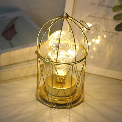 Dome Castle Iron Table Light Contemporary Gold LED Nightstand Lamp with Hanging Hook