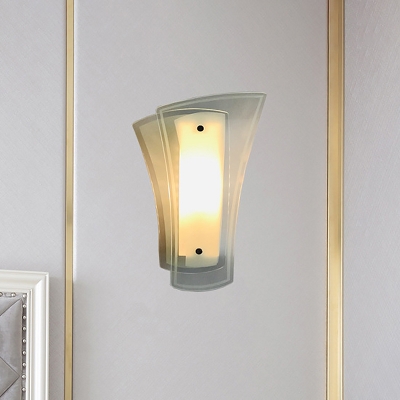 Flared Clear Panel Glass Mini Wall Lamp Modernist 1 Head Sconce Lighting for Bedside