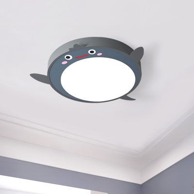 Grey Cute Flying Chick Ceiling Lamp Cartoon Acrylic LED Flush-Mount Light Fixture