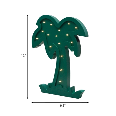 Kids Integrated LED Night Lighting Pink Castle/Green Coconut Tree/Blue Cactus Wall Mounted Light with Wood Shade