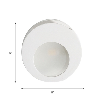 Minimalist 1-Bulb Flush Mount Wall Sconce White Round Mini Wall Mount Lighting with Plaster Shade